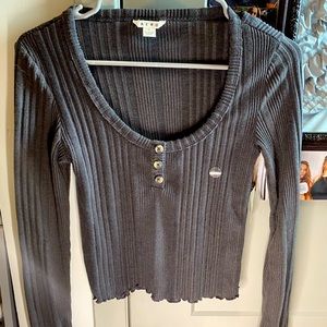 Ribbed cropped button down